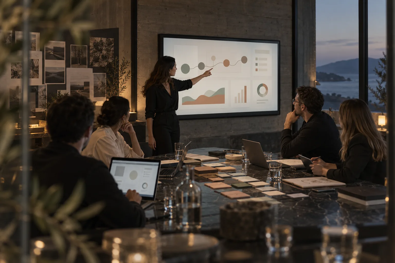 A team reviewing growth data on a screen